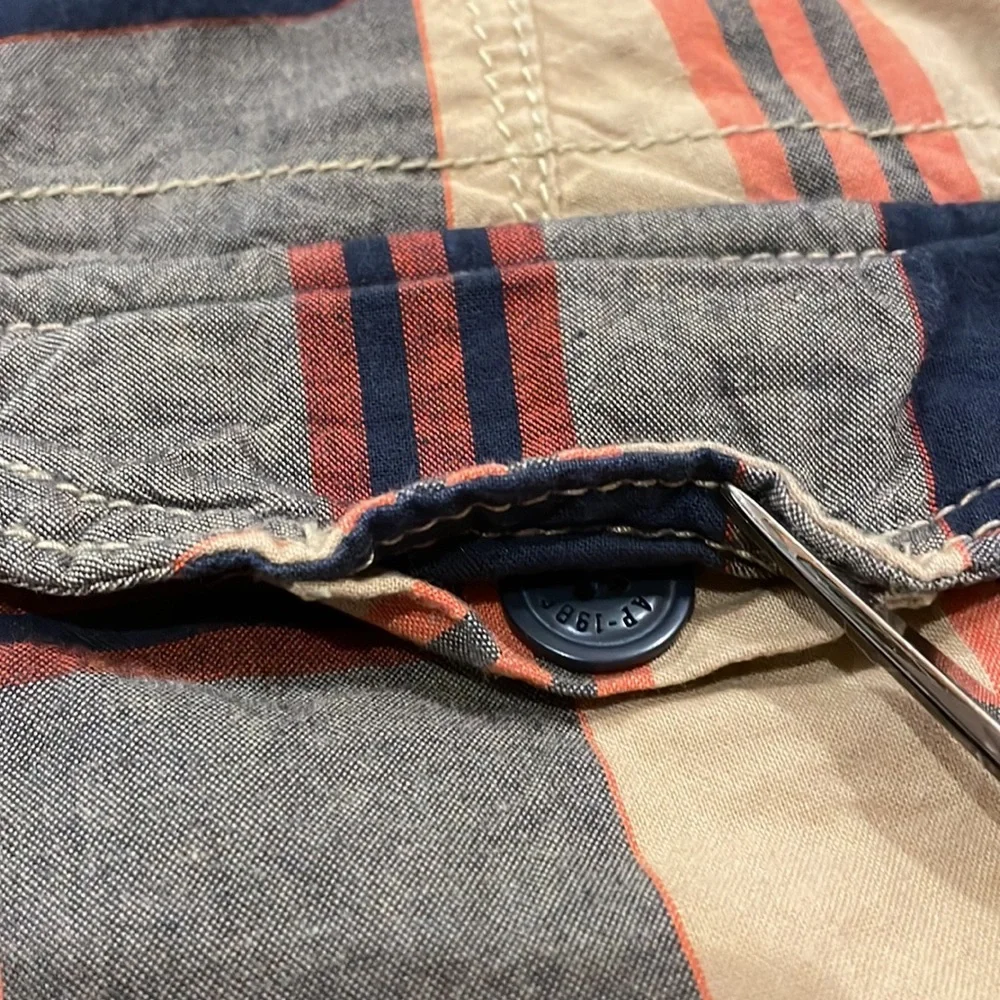 Gap kids blue, tan and orange preppy plaid walking shorts, size 12